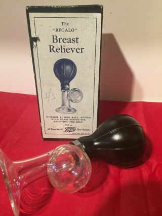 Antique Victorian Boxed Ragalo Breast Reliever Glass Medical Collectable