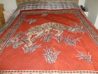 Stunning African Style Tapestry Wall Hanging Leopard Tiger Design,  Rug Or Throw