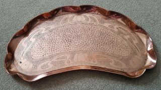 Arts & Crafts Copper Kidney Shape Tray 1910,  Possibly By J&f Pool Of Cornwall