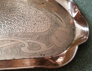 Arts & Crafts Copper Kidney Shape Tray 1910,  possibly by J&F Pool of Cornwall 6