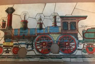 Victorian Mechanical Puzzle Smashed Up Locomotive Milton Bradley Co Train Wood 4