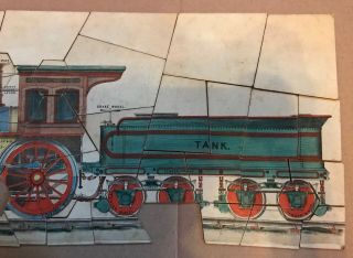 Victorian Mechanical Puzzle Smashed Up Locomotive Milton Bradley Co Train Wood 5