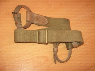 Bulgarian Mosin Nagant Shoulder Strap For M91 - M38 - M39 - M44 Leather Green Canvas