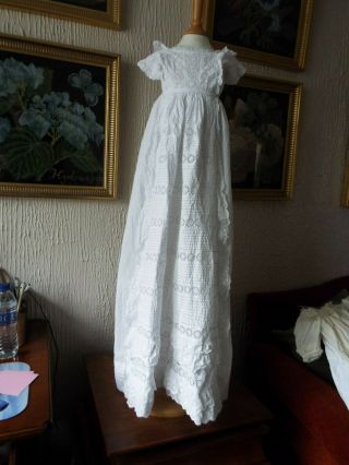 Antique Broderie Anglais Baby Christening Gown
