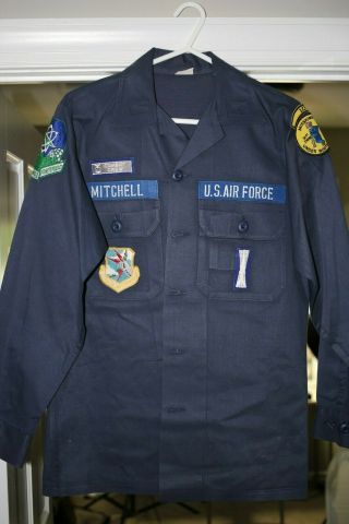Usaf Us Air Force 741 Missile Squadron Combat Crew Uniform Shirt W/ Rare Patch