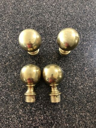 4 Brass Bed Parts End 3” Balls Fits 1 1/2” Polished Joao Isabel N.  Y.  Steampunk