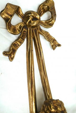 Very Large Vintage Gold Gilded Brass Cherub Old French Wall Sconce Candle 22x12 