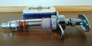 Antique/vintage Wimco 2 Finger Grip Veterinary Dial O Matic 10 Ml Syringe