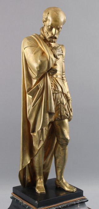 Antique 19thC Italian Astronomer Physicist GALELEO GALILEI Gilt Bronze Sculpture 3