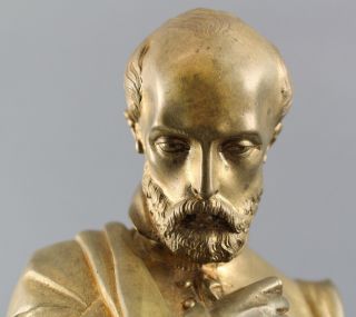 Antique 19thC Italian Astronomer Physicist GALELEO GALILEI Gilt Bronze Sculpture 4