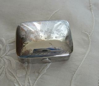 Lovely Little Chinese Sterling Silver Trinket Or Pill Box,  Signed; Mid - 20th C.