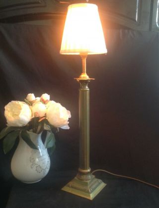 Victorian Corinthian Column Brass Table Lamp Brass Desk Lamp 21.  5 " Tall