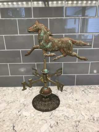 Vintage ? Copper & Brass Horse Weathervane Swivels