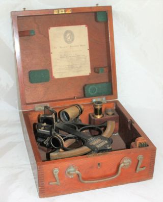 Heath & Co.  London Hezzainth Three - Circle Sextant In Case,  Dated 1951