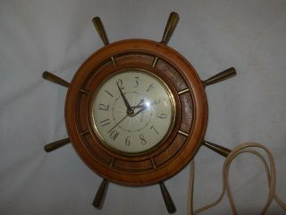 General Electric Ships Wheel Clock - Vintage Nautical -