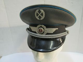East German Air Force Officers Visor Hat Cap W/ Insignia Nva Size 57