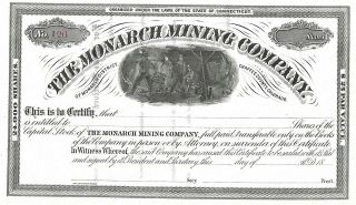 Western Colorado Gold Mine Certificate Bond Monarch Mining Co.  Stock 1880