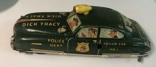 Dick Tracy Police Squad Car Tin Wind - Up Battery Op