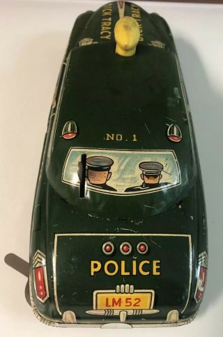 Dick Tracy Police Squad Car Tin Wind - Up Battery Op 2