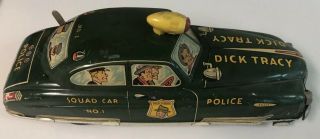 Dick Tracy Police Squad Car Tin Wind - Up Battery Op 3