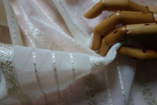 Antique Off White Semi Sheer Cotton/satin Stripe Panel/31lx27w/dolls