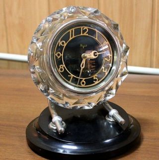 Ussr Majak Table Clock Crystal Vintage Art Deco Russian Mechanical Watches
