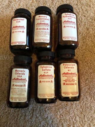 Vintage Mallinckrodt Red Label Poison Bottles $9.  99 Each