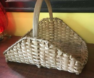 Antique Splint Handled Woven Basket Primitive Country Gathering Flower Tennessee