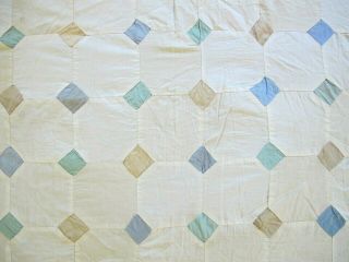 Vintage Hand Pieced All Cotton Octagon Quilt Top; 85 " X 79 "