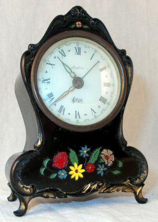 Vintage Reuge Swiss Movement Music Box Alarm Clock Made In Germany