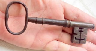 5 1/4 " Antique 19th Century,  Wrought Iron,  Rustic,  Lock,  Door Key