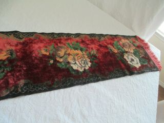 Antique Vintage Dresser Scarf Velvet Floral Pattern