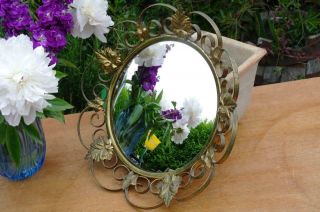 Vintage French Porthole Mirror Ornate Gold Leaf Mcm Hollywood Regency 1950s Chic