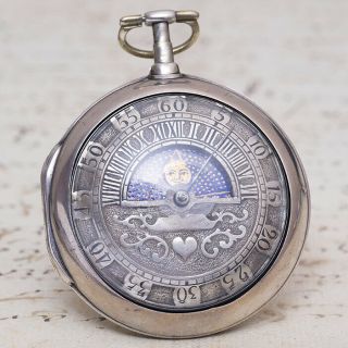Sun & Moon / Day & Night / Pair Case English Verge Fusee Antique Pocket Watch
