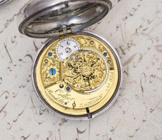 SUN & MOON / DAY & NIGHT / Pair Case English VERGE FUSEE Antique Pocket Watch 4
