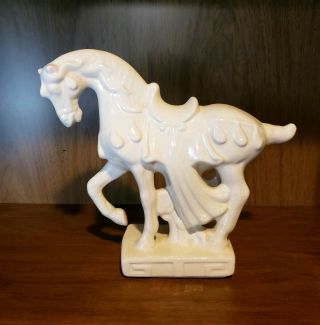 Vintage China Tang Dynasty Crackle Glaze Horse Mid - Century Modern