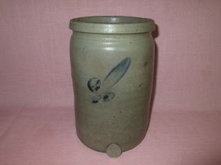 Antique 19th C Stoneware Clover Decorated Small Maryland Jar Crock 8.  25 "