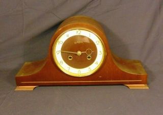 Vintage Erhard Jauch Uhrenfabrik Heco Mantle Clock Germany W/ Pendum & Key Runs