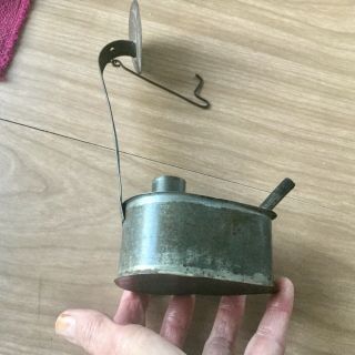 Antique Betty Lamp Hand Forge Tin