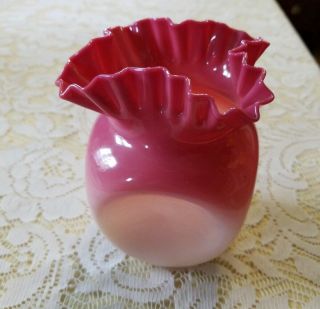 Antique England Wild Rose Peach Blow Dimpled Vase 5 "