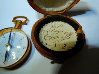 RARE Georgian Antique 18K Gold Compass in Travel case Fleur De Lis 10