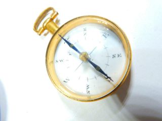 RARE Georgian Antique 18K Gold Compass in Travel case Fleur De Lis 12