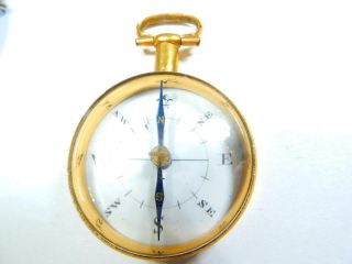 Rare Georgian Antique 18k Gold Compass In Travel Case Fleur De Lis