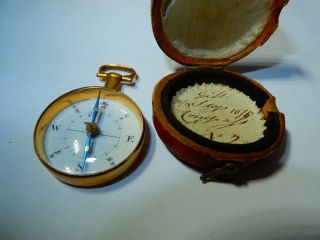 RARE Georgian Antique 18K Gold Compass in Travel case Fleur De Lis 4