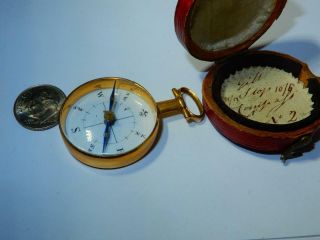 RARE Georgian Antique 18K Gold Compass in Travel case Fleur De Lis 9