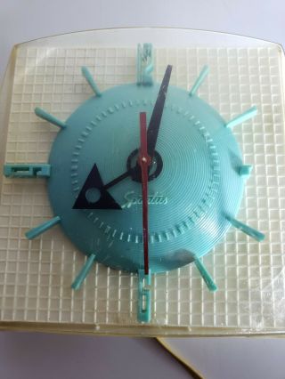 Vintage 50s SPARTUS Turquoise Blue & White Plastic Electric Wall Clock 2
