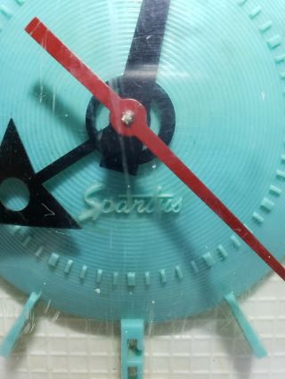Vintage 50s SPARTUS Turquoise Blue & White Plastic Electric Wall Clock 5