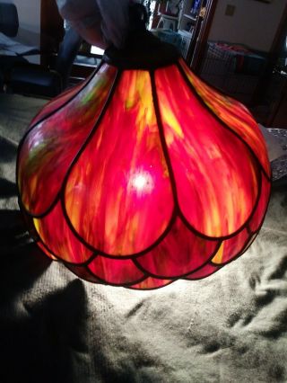 Antique Leaded Slag Glass Lamp Shade 2