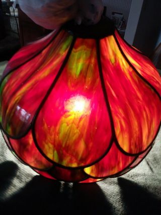 Antique Leaded Slag Glass Lamp Shade 3