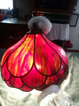 Antique Leaded Slag Glass Lamp Shade 6